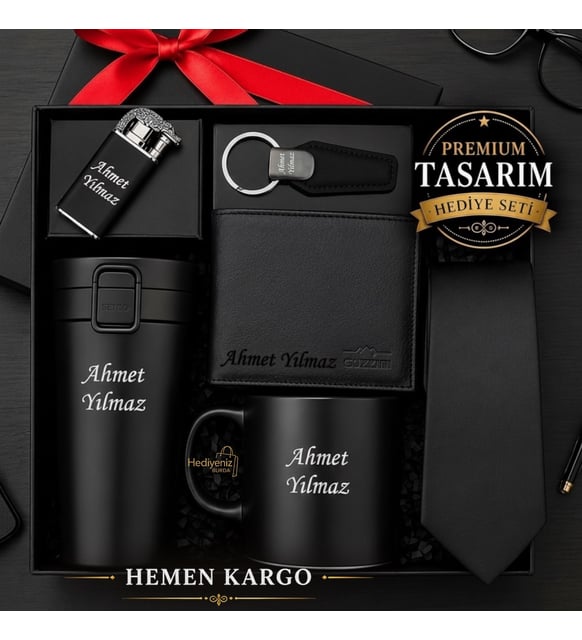 İsme Özel Premium Hediye Seti - Hakiki Deri