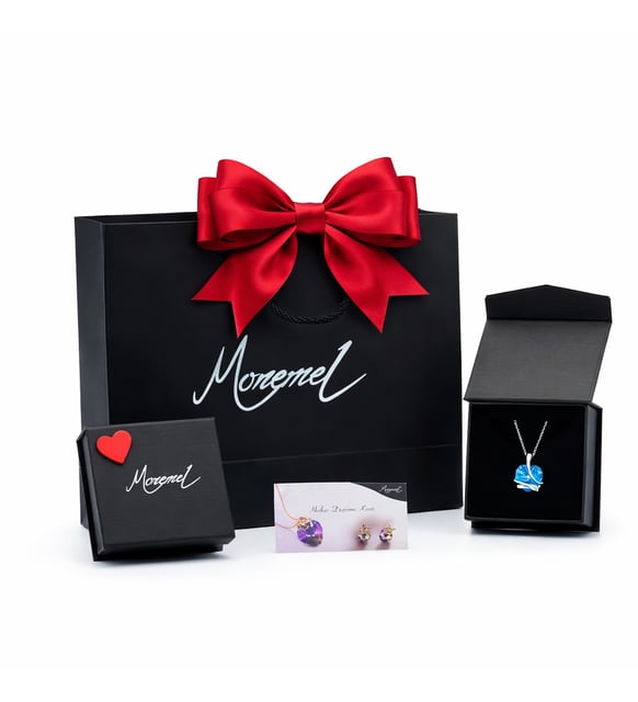 Swarovski Taşlı Mavi Kalp Kolye (Beyaz Altın Kaplama)