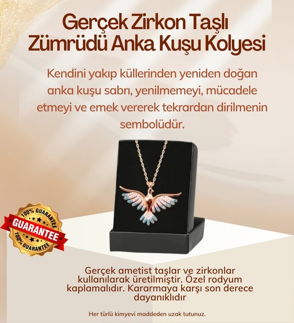 Kalp Tutan Melekli LED Işıklı Fanus & Renkli Zümrüdü Anka Kuşu Kolye Seti